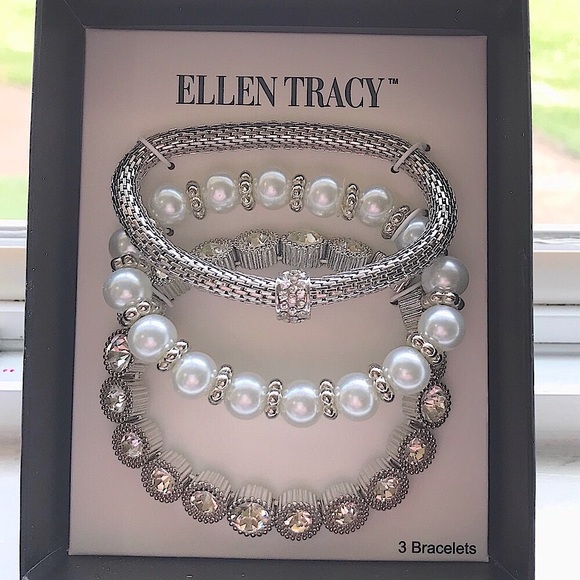 🆕🔥ELLEN TRACY ELEGANT&GORG SILVER QTY OF 3BRACELETS:ALL SILVER&PEARL👀ALL PICS - Picture 7 of 17